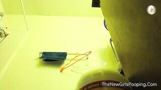 Tough poop from hot brunette babe