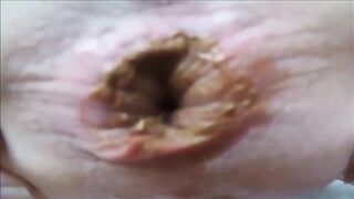 Up-close yellow turd