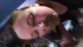 Busty girl licking that tasty shit