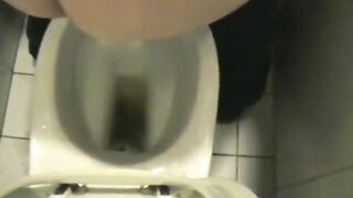 Cute amateur lady poops heavily in the toilet