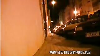 Hot blonde babe poops in the balcony