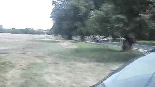 Amateur brunette girl poops in the garden