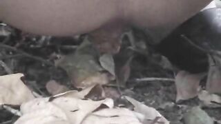 Asian hot girl pooping in the forest