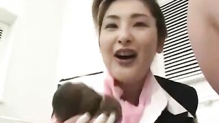 Pretty Japanese girl waiting for thick turd