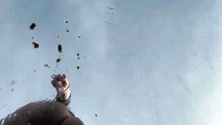 Pooping on her own car windscreen