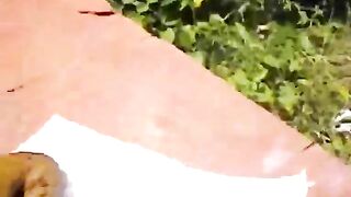 Pooping hard in the outdoor