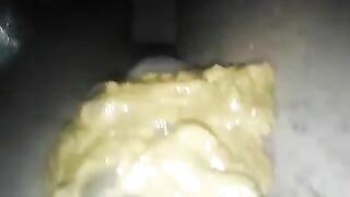 Wife shitting on hubby's thick cock