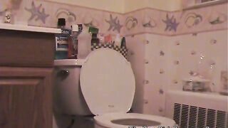 Pregnant brunette babe pooping