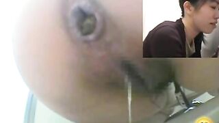 Dark Japanese pooping asshole