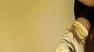 Beautiful babe pooping for lucky slave