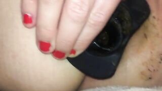 Hairy butt hole toyed deeply