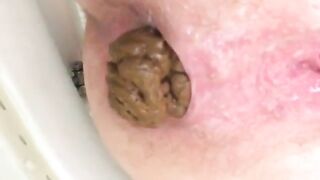 Hot piss and pooping closeup