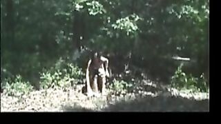 Reading book while pooping in the forest