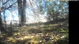 Sexy big bottom lady pooping in the forest