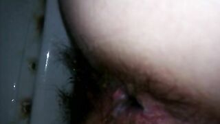 Hairy asshole pooping POV hole