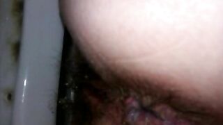 Hairy asshole pooping POV hole