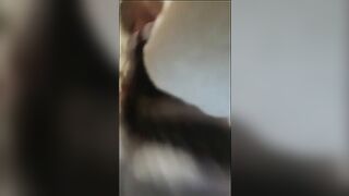 Round booty girl pooping at home