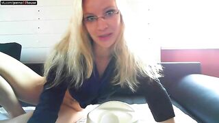 Pretty hot milf in glasses pooping