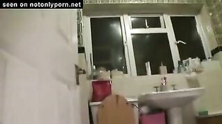 Brunette hot looking chick pooping in the toilet