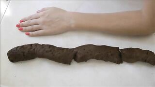 Blonde girlfriend gets covered with long shit