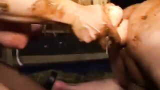 Cum Covered Girl Eating Shit & Getting Fucked