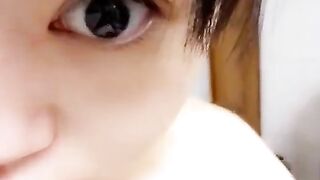 Pretty Asian teen pooping closeup