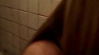 Amateur lady pushing hard in toilet