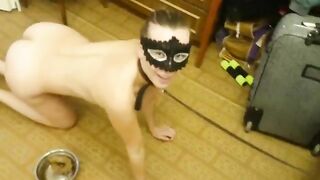Naked doggy wife pooping