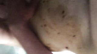 Smearing her booty with shit before hard fuck