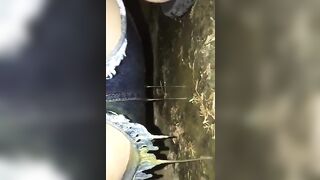 Enema and shit outdoor