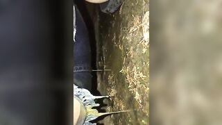 Enema and shit outdoor