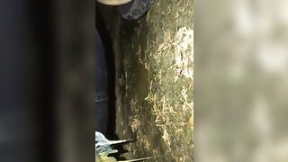 Enema and shit outdoor