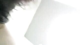 Granny with big saggy tits pooping