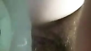Hairy pussy and wet poop