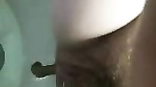 Hairy pussy and wet poop