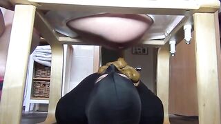 Gorgeous blonde wife pooping for slave