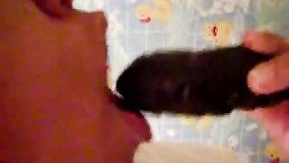 Mature lady in glasses eating shit