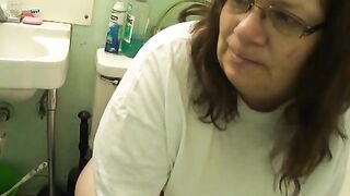 Granny poops in the toilet