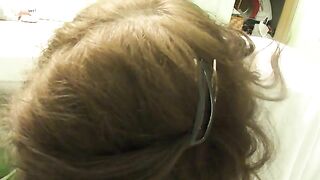 Granny poops in the toilet