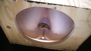 Green hard turd in the toilet