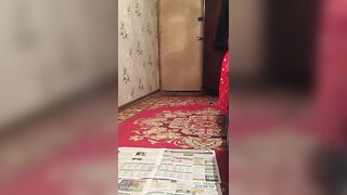 Cute skinny babe teasing and pooping on the carpet