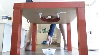 Hole in table for poop