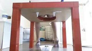 Hole in table for poop