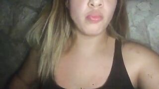 Cute blonde girl masturbates and poop