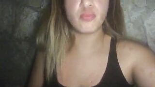 Cute blonde girl masturbates and poop