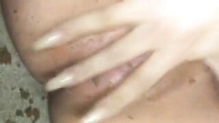 Cute blonde girl masturbates and poop