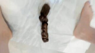 Young redhead beauty girl poops