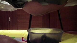 Beautiful blonde girl and sexy poop