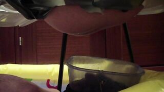 Beautiful blonde girl and sexy poop