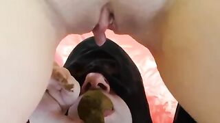 Slave eating fat turd